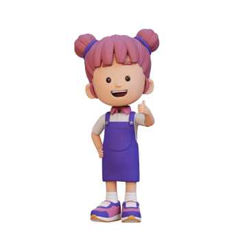 3D girl character give a thumb up with cute happy face png