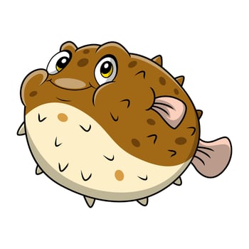 Cute puffer fish cartoon on white background vector