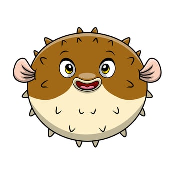 Cute puffer fish cartoon on white background vector