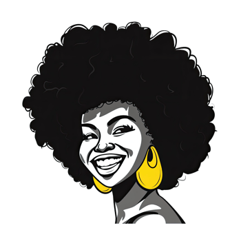 AI generated Gorgeous afro girl character design for your project png