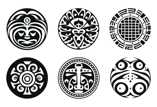 Round Maori tattoo ornament african maya aztec ethnic tribal style vector
