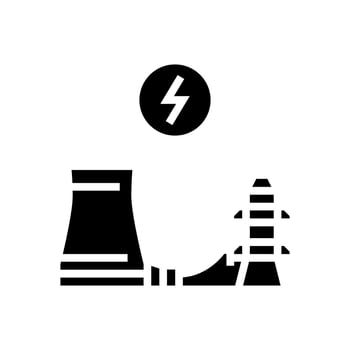 power grid nuclear energy glyph icon vector illustration
