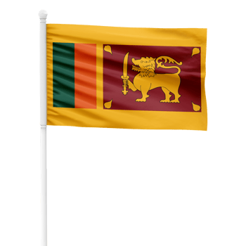 Realistic Sri Lanka Flag Waving on a White Metal Pole with Transparent Background png