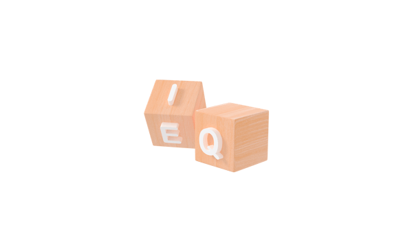 Wooden block cube flipping EQ to IQ. Wood cube minimal IQ. business work concept design. 3D rendering. 3D illustration. PNG