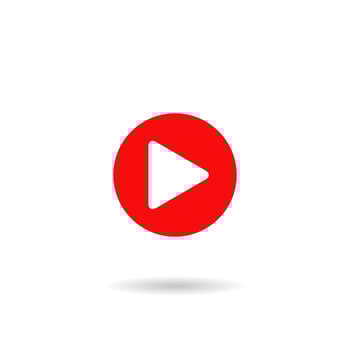 Red play button icon. Web player icon. vector illustration in flat design isolated on white background