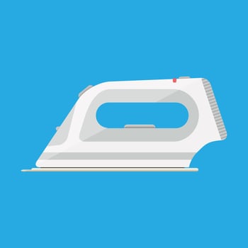 White modern clothing iron. vector illustration in flat style on blue background