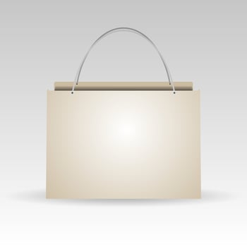 Empty plastic or paper shopping bag on white. vector illustration