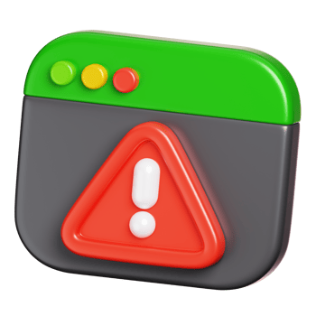 Not available webserver response, Webpage with warning sign. Computer network security icon. 3D illustration png