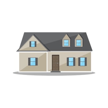 Suburban family house. countrysdie wooden house icon. vector illustration in flat style