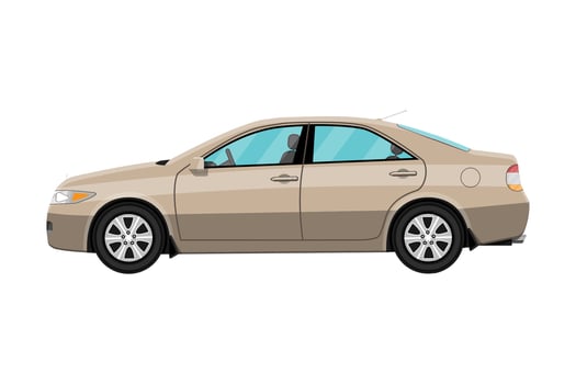 Sedan car isolated on white. Vector illustration in flat style