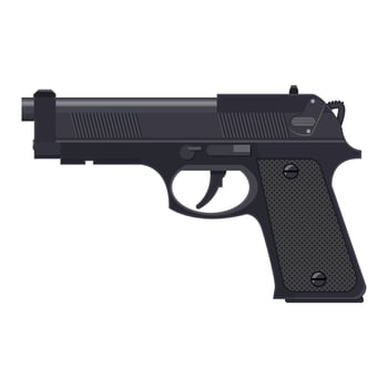 Pistol gun, automatic modern handgun. Hand weapon. Vector illustration in flat style