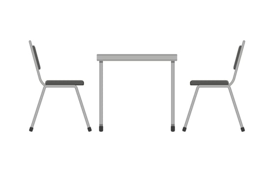 Table and chair. Restaurant furniture. Side view. Vector illustration in flat style