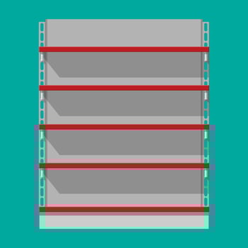 Empty supermarket showcase. Retail plastic shelves for products. Shop shelf, warehouse rack. Store and mall furniture. Vector illustration in flat style