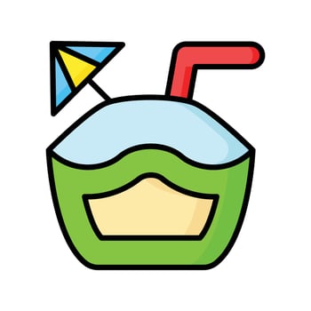 An amazing icon of coconut drink, premium vector of summer drink easy to use
