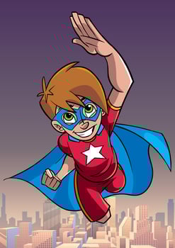 Super Boy Flying Sky Background vector
