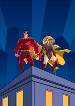 Superhero Couple Roof Watch vector
