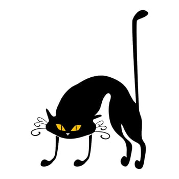 Black cat. halloween cat isolated on white background. vector illustration