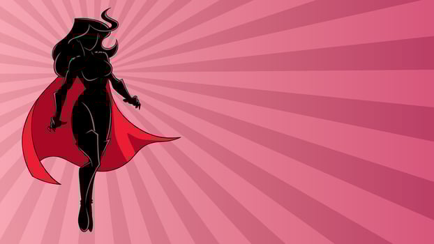 Superheroine Flying Ray Light Silhouette vector