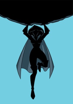 Superheroine Holding Boulder Silhouette vector