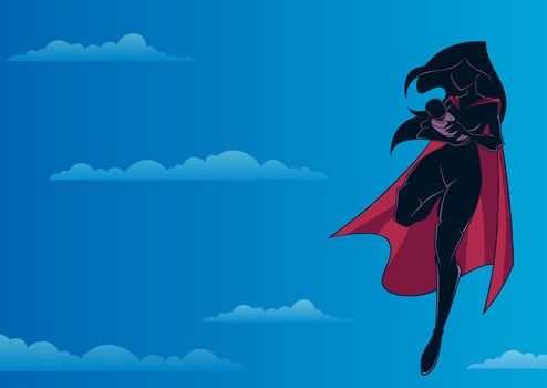 Super Mom with Baby Sky Silhouette vector