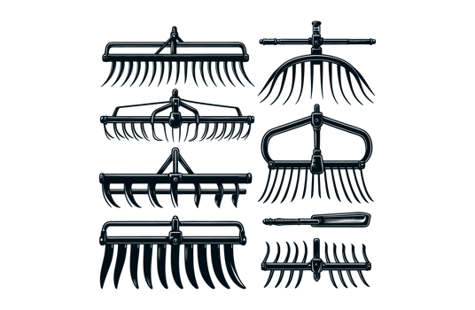 AI generated Set of Harrows Farm Tools Illustration Silhouette PNG File