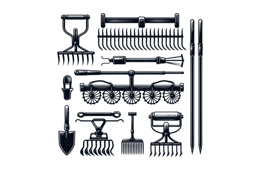 AI generated Set of Harrows Farm Tools Illustration Silhouette PNG File