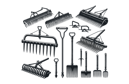 AI generated Set of Harrows Farm Tools Illustration Silhouette PNG File