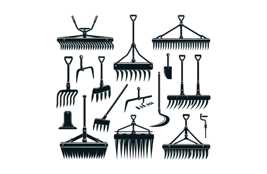 AI generated Set of Harrows Farm Tools Illustration Silhouette PNG File