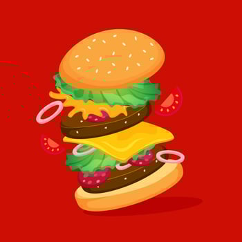 Fast Food Burger With Ingredients vector