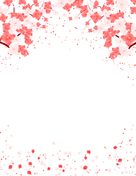 Spring Floral Frame. Sakura Bloom Background. Cherry Blossom Border. Beautuful Flower Clipart. png