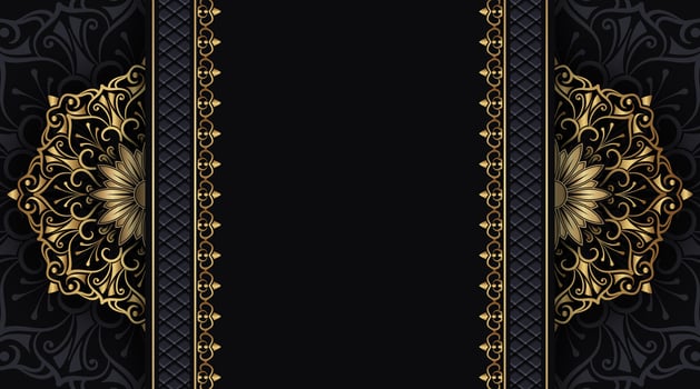 Luxury black background with golden mandala ornament vector