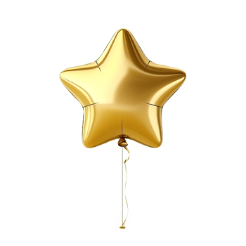 AI generated Gold star balloon isolated on transparent background. png