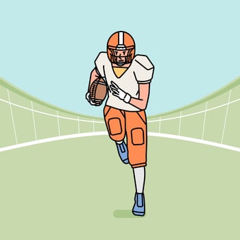 American football man male guy  character players in action Athlete on field line style illustration vector