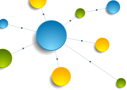 Bright circles with connect lines background png