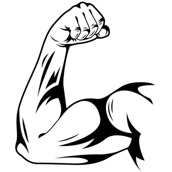 AI generated a black and white illustration of a muscular arm png