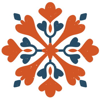 AI generated a snowflake with an orange and blue design png