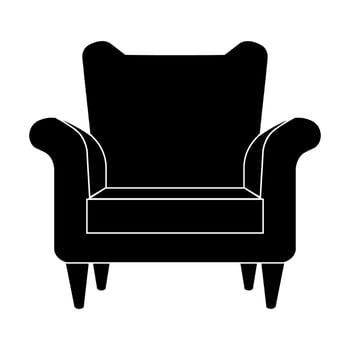 Armchair vector black icon isolated on white background