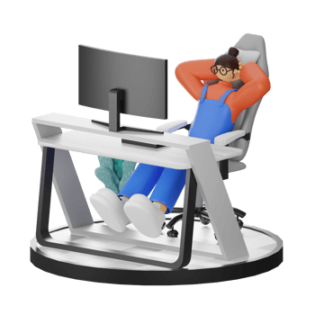 A Teenage Girl's Journey in 3D Illustration at the Computer Desk png