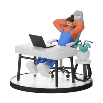 A Teenage Girl's Journey in 3D Illustration at the Computer Desk png