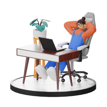 A Teenage Girl's Journey in 3D Illustration at the Computer Desk png