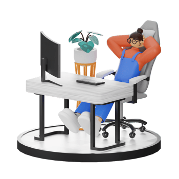 A Teenage Girl's Journey in 3D Illustration at the Computer Desk png