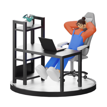 A Teenage Girl's Journey in 3D Illustration at the Computer Desk png