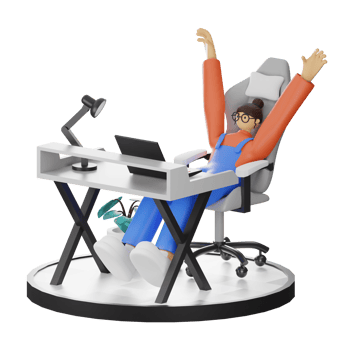 A Teenage Girl's Journey in 3D Illustration at the Computer Desk png
