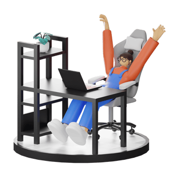 A Teenage Girl's Journey in 3D Illustration at the Computer Desk png