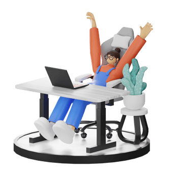 A Teenage Girl's Journey in 3D Illustration at the Computer Desk png