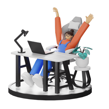 A Teenage Girl's Journey in 3D Illustration at the Computer Desk png
