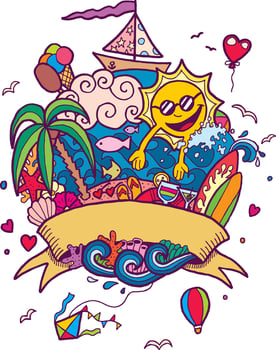 Summer Doodle on White vector