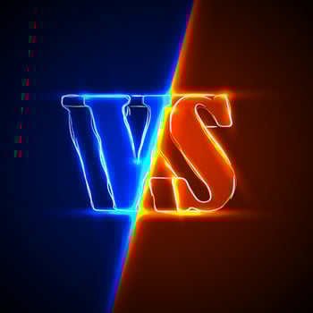 Neon Versus Logo. VS Vector Letters Illustration. Competition Icon. Fight Symbol