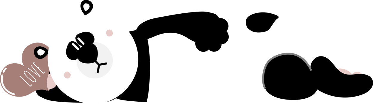 happy valentine's day with panda bear lie on the floor holding chocolate heart, love concept, flat png transparent element character design