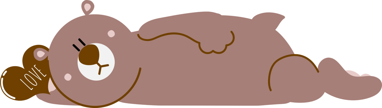happy valentine's day with brown bear lie on the floor holding heart chocolate, love concept, flat png transparent element character design